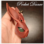 Leather Rabbit Keychain: Green Stone Eyes