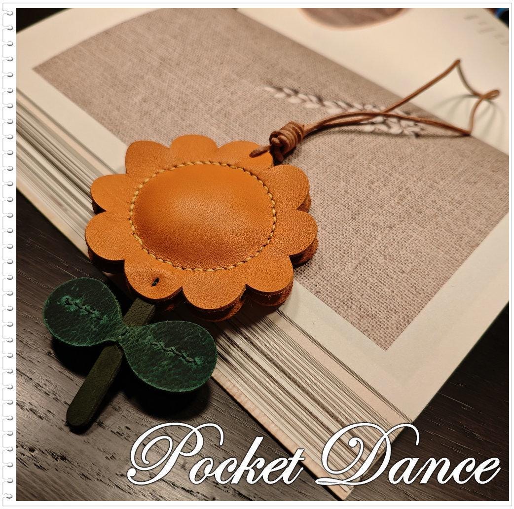 Leather Sunflower Bag Charm: Handmade Purse/Keychain Pendant