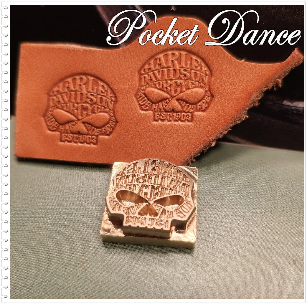 Harley Skull Symbol Brass Stamp: Leather & Wood Emboss 2cm