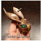 Leather Rabbit Keychain: Green Stone Eyes