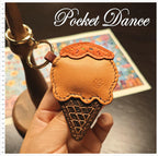 Leather Ice Cream Keychain: Handmade Bag Charm