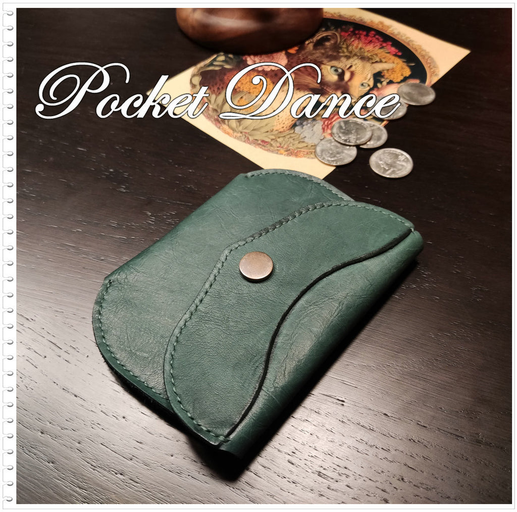 Handmade Green Leather Coin Purse: Embossed Whale Design