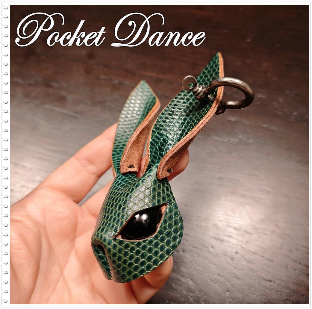 Handmade Leather Rabbit Keychain or Brooch: Animal Jewelry Gift