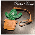 Handmade Leather Cactus Pendant Charm or Keychain for Purse Bag Friends Gifts