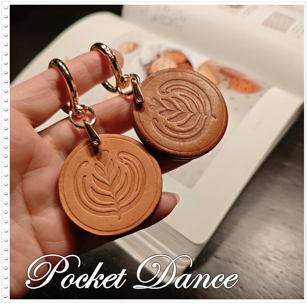 Leather Biscuits Keychain, Coffee Latte Art Charms, Chocolate Cookies Food Bag Charm gifts