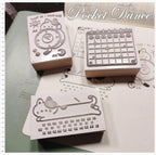 Cat Rubber Stamp Set: Wooden Planner Stamps for Journaling