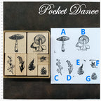 Plant Rubber Stamp Set: Mushroom, Bluebells, Pinenut - Scrapbook Supply