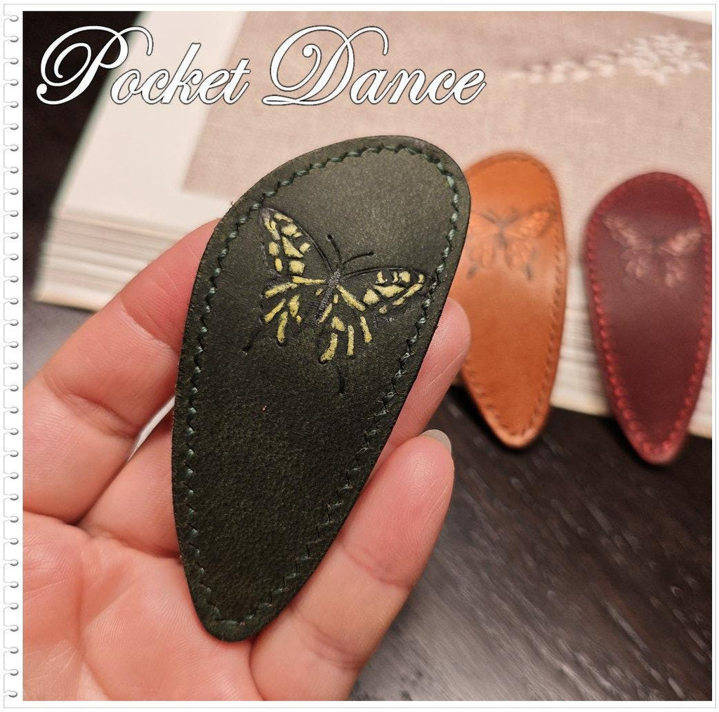 Handmade Butterfly Leather Hair Barrette: Large Hair Clip