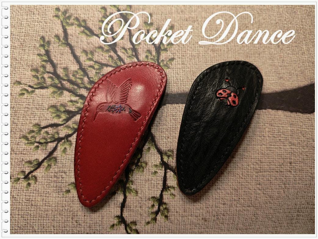 Handmade Leather Ladybug and Hummingbird Hair Clip: Black Red Hairclip Barrette, Daughter Gift