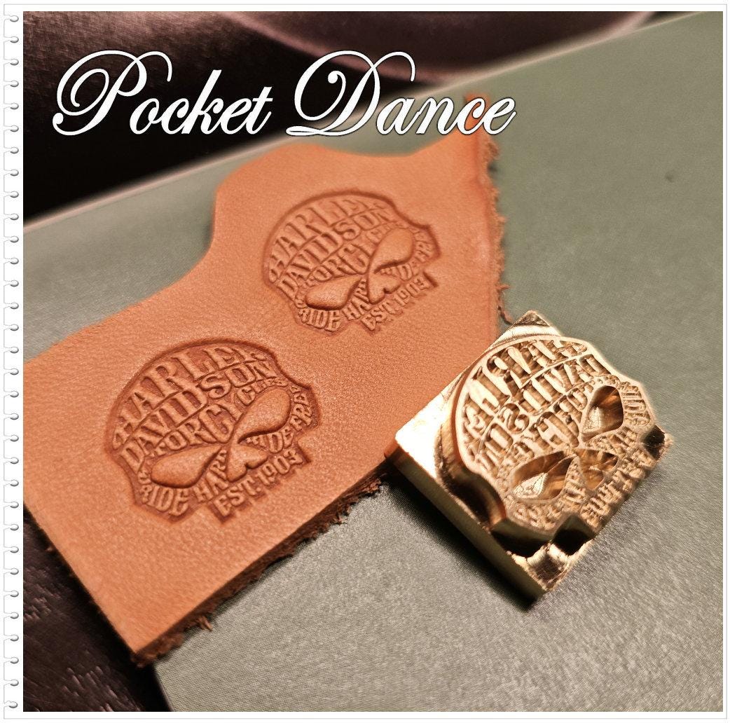 Harley Skull Symbol Brass Stamp: Leather & Wood Emboss 2cm