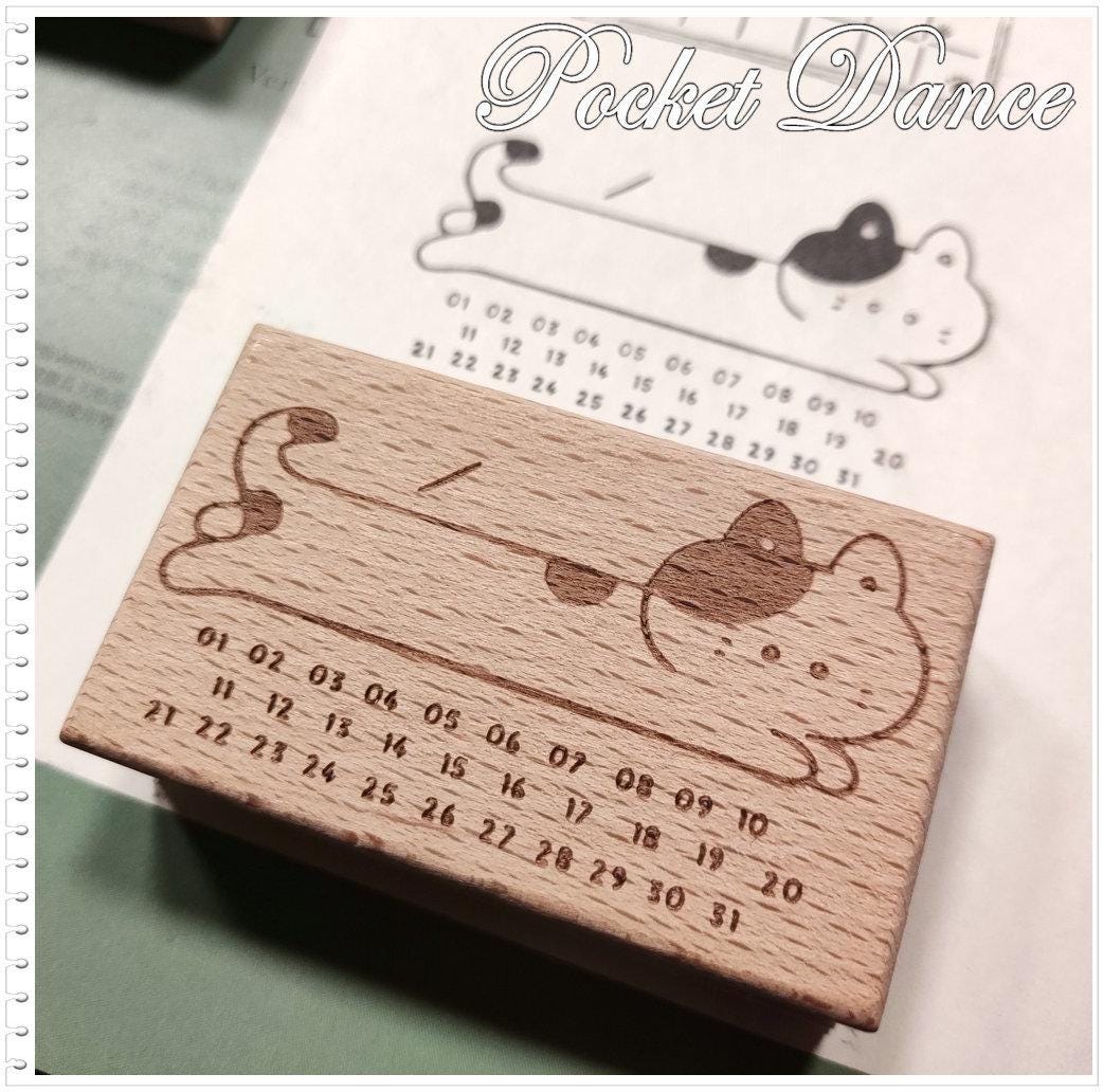 Cat Rubber Stamp Set: Wooden Planner Stamps for Journaling