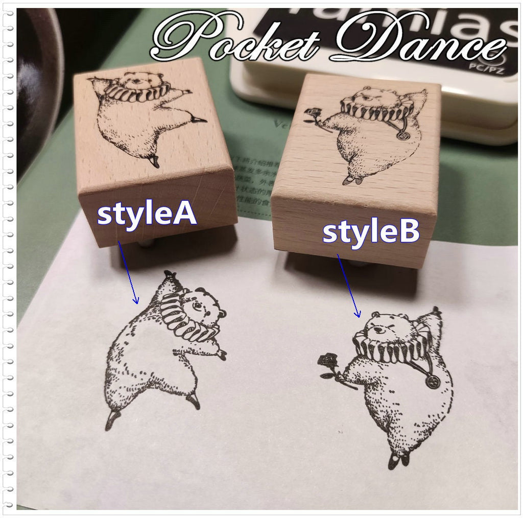 Dancing Bear Rubber Stamp Set, Planner Scrapbook Supply