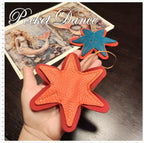 Handmade Leather Starfish Bag Charm: Ocean Sea Star Keychain