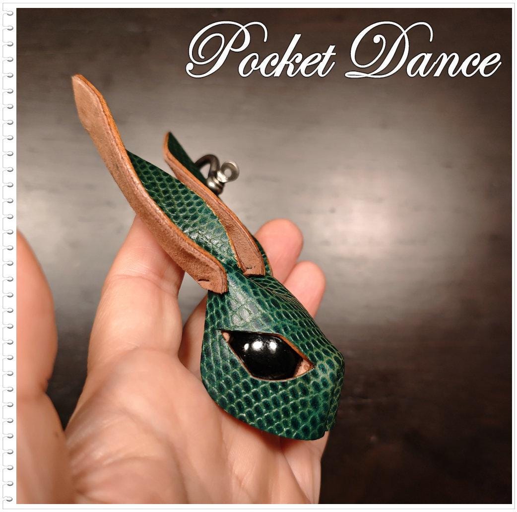 Leather Rabbit Keychain: black eyes