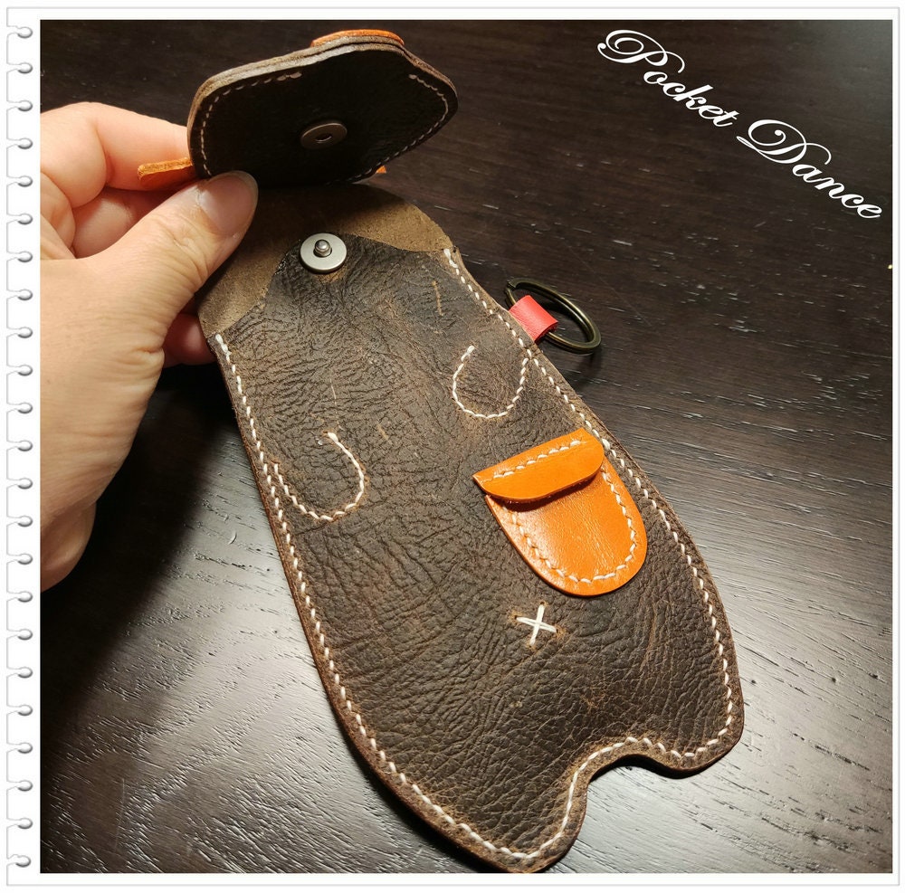 Handmade Leather Bear Coin Purse: Kids Pencil Case, Small Wallet