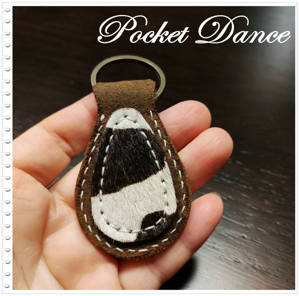 Handmade Leather Cow Print Keyring, Charm Organizer