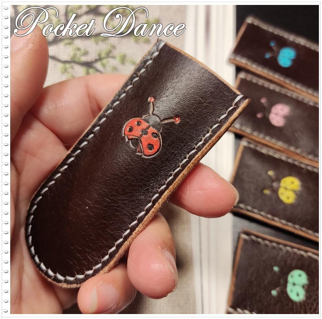 Ladybug Leather Scissor Sheath: Handmade Snips Protector