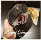 Handmade Gray Leather Coin Purse: Panda Card Wallet