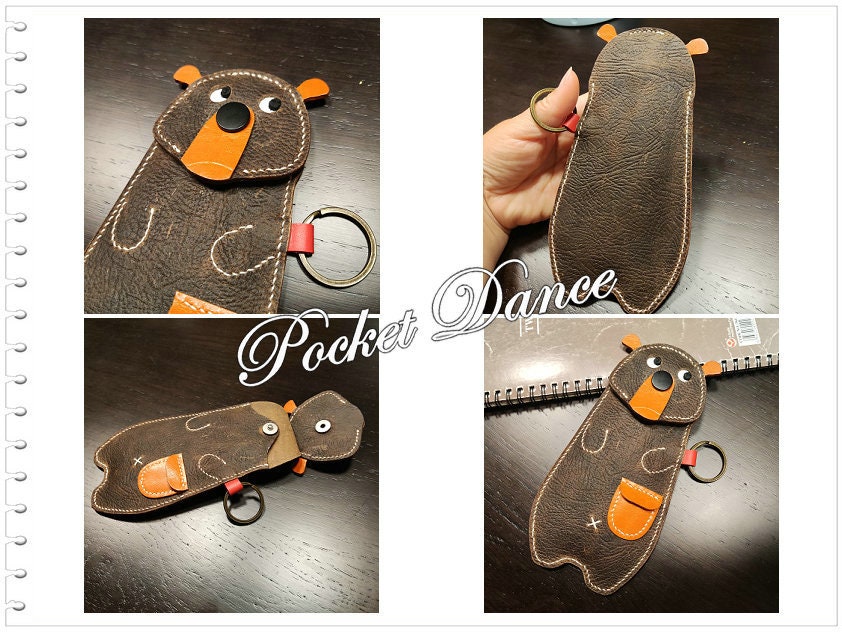 Handmade Leather Bear Coin Purse: Kids Pencil Case, Small Wallet