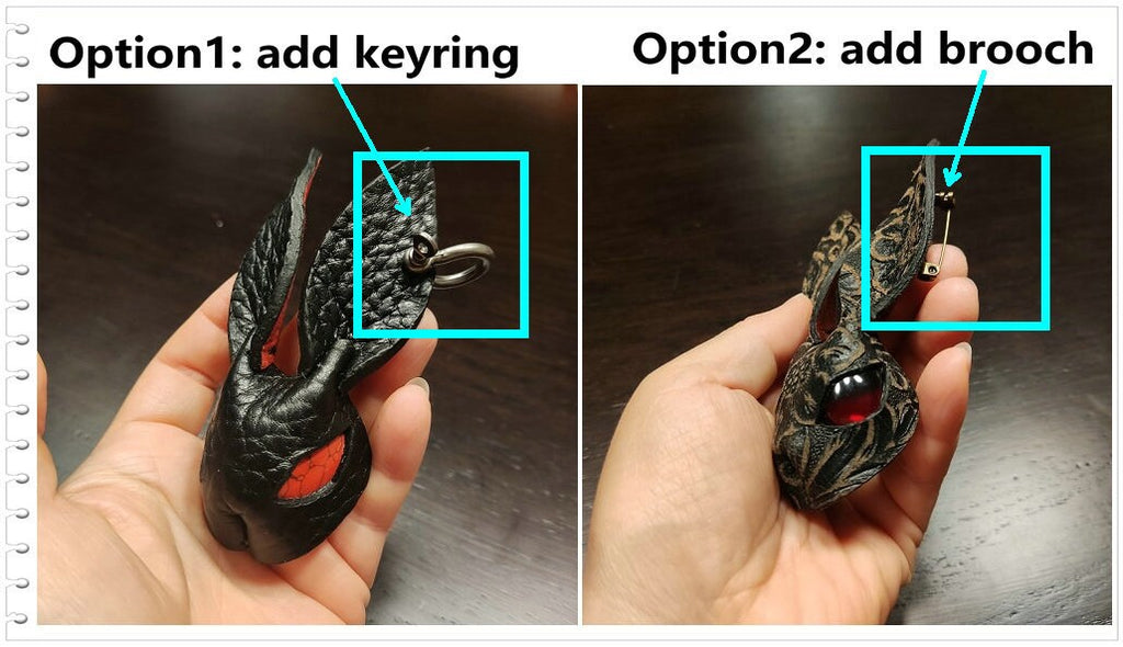 Handmade Leather Rabbit Brooch: Keychain or Keyring Option