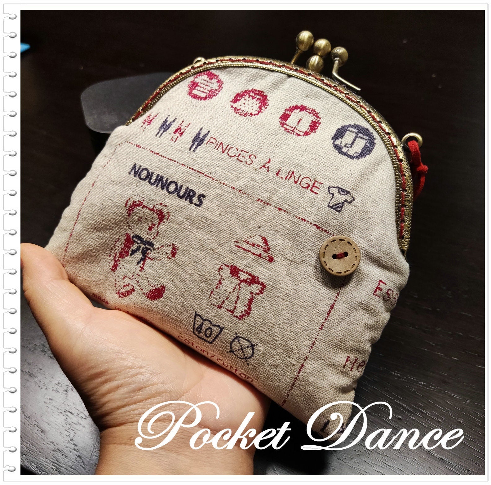 Handmade Little Bear Kiss Lock Coin Purse: Two Compartment Clutch