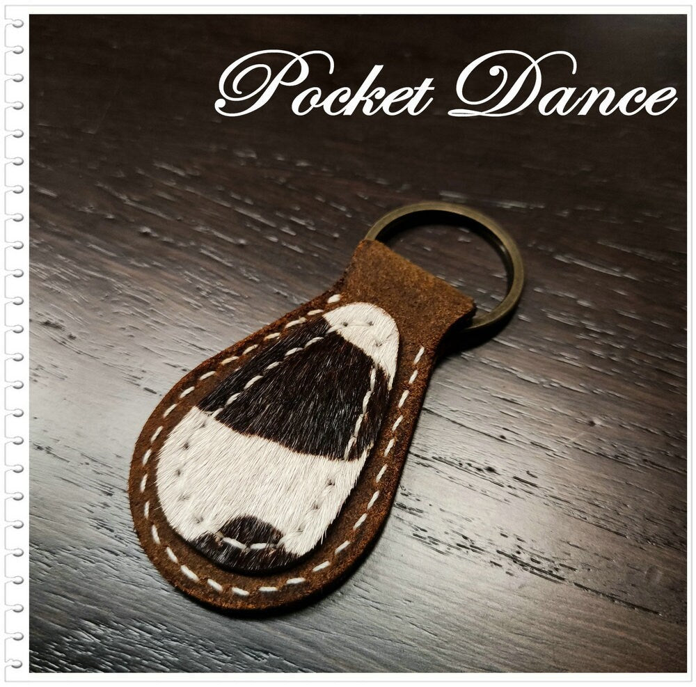 Handmade Leather Cow Print Keyring, Charm Organizer
