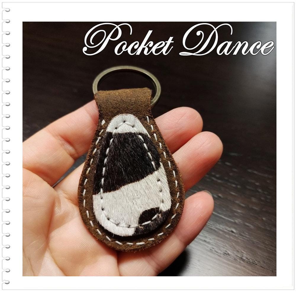 Handmade Leather Cow Print Keyring, Charm Organizer