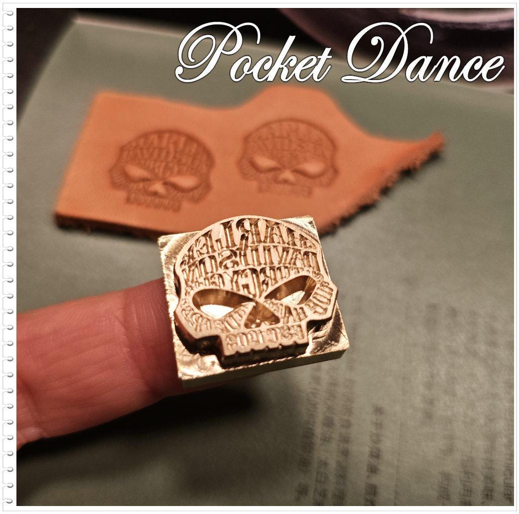 Harley Skull Symbol Brass Stamp: Leather & Wood Emboss 2cm