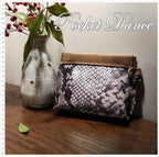 Handmade Leather Squeeze Coin Purse: Snake Pattern Flex Frame