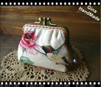 Handmade Hummingbird Kiss Lock Coin Purse: Card Wallet Lipstick Pouch