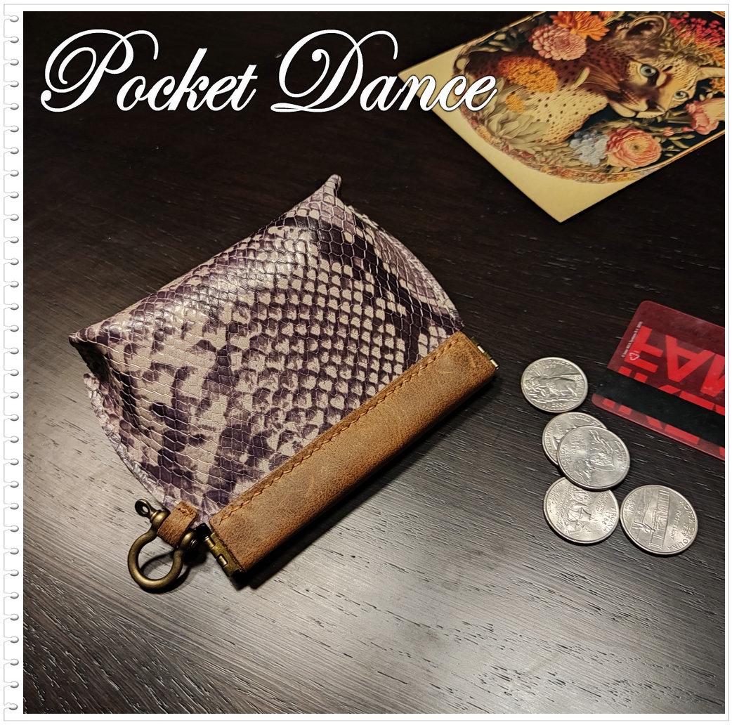 Handmade Leather Squeeze Coin Purse: Snake Pattern Flex Frame