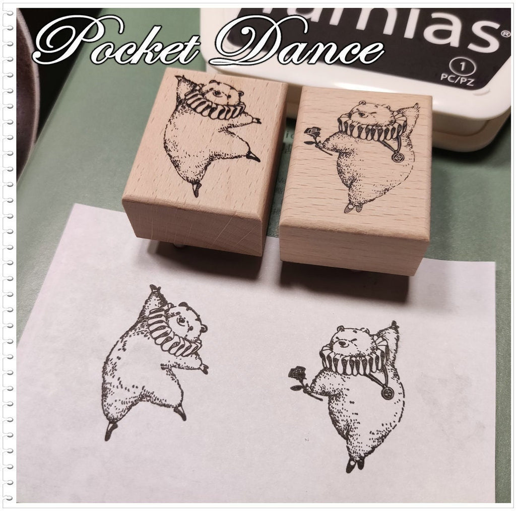Dancing Bear Rubber Stamp Set, Planner Scrapbook Supply