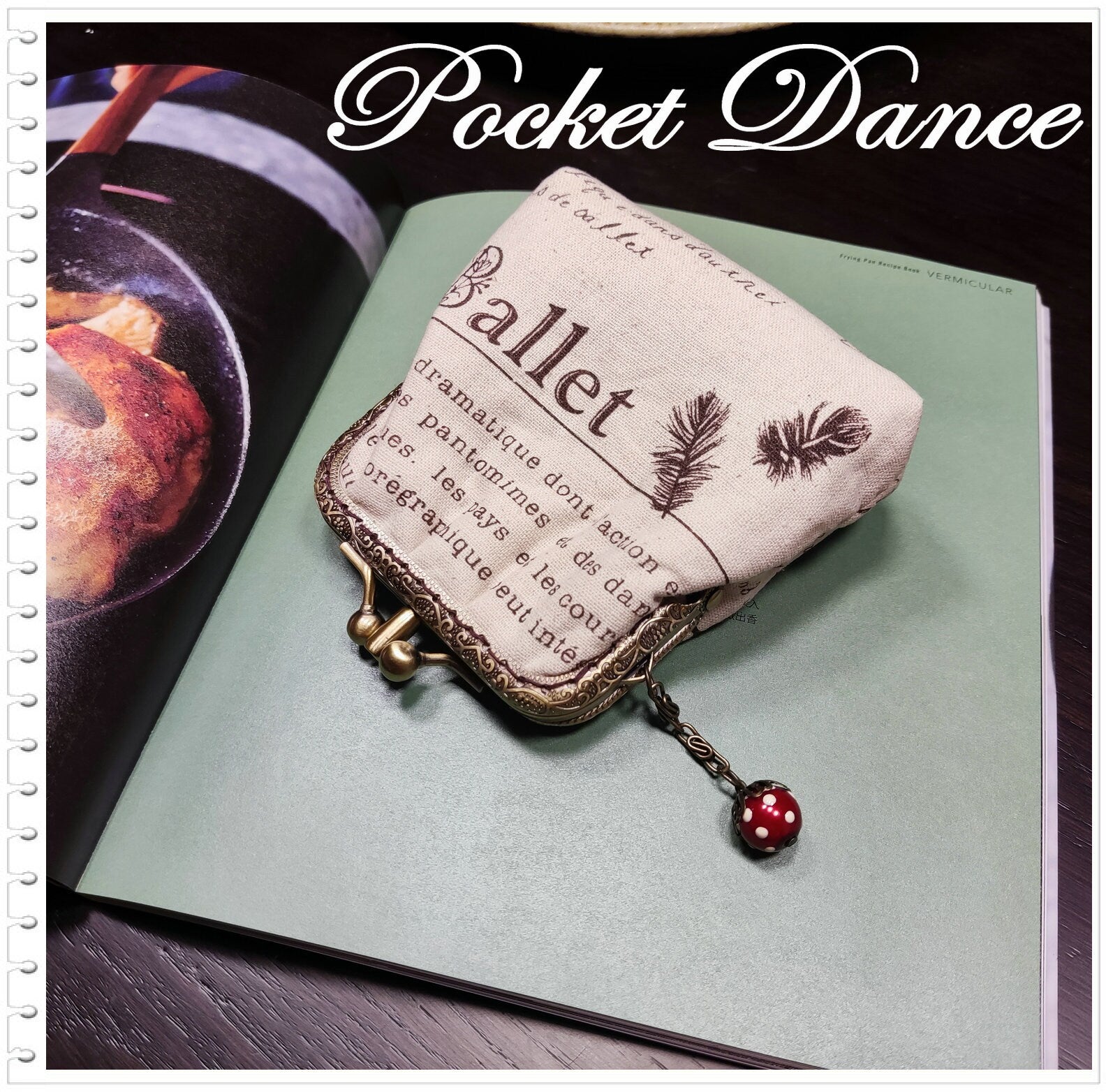 Ballet dancing girl two compartment kiss lock Coin purse  Wallet Pouch Clutch Kiss lock frame purse bag