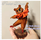 Handmade Leather Ballet Bear Bag Charm: Nutcracker Gift