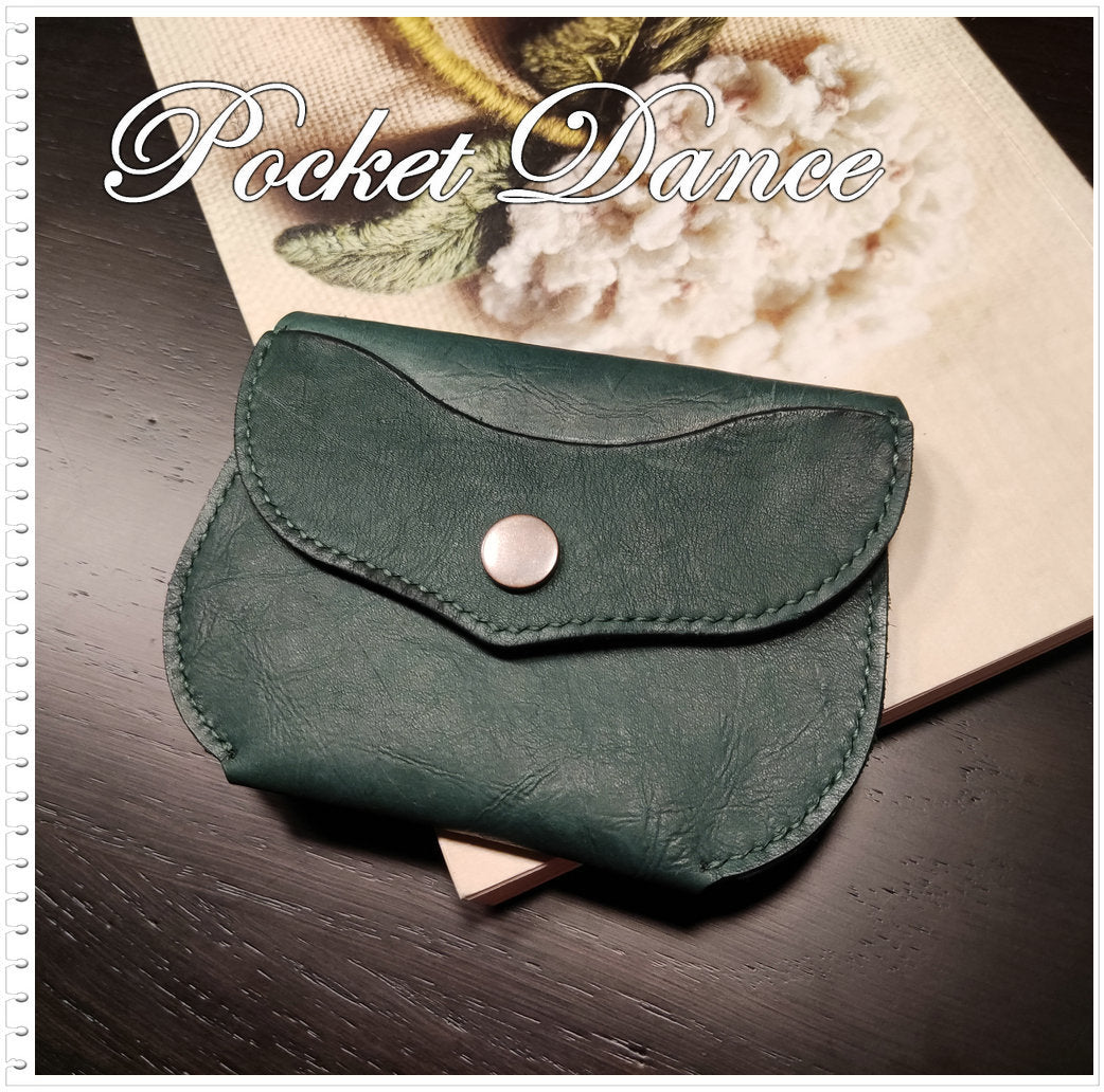 Handmade Green Leather Coin Purse: Embossed Whale Design