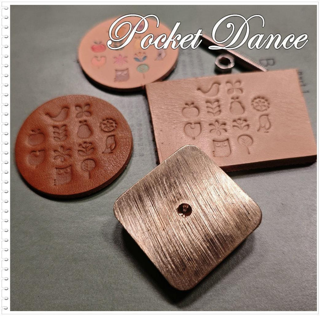 Cuteness Symbol Brass Stamp: Leather & Wood Emboss (Bird, Flower, Tree, Owl, Apple, Pear Symbol 3.5cm size)
