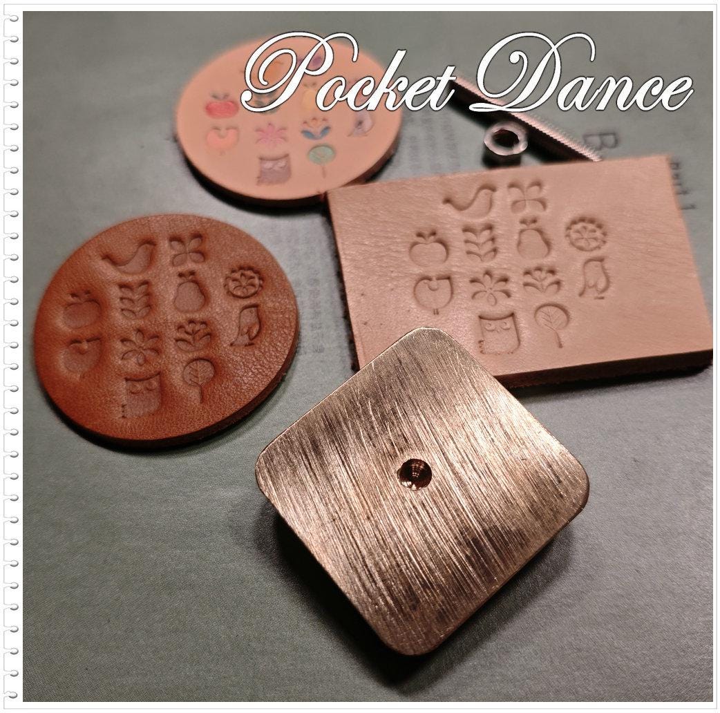 Cuteness Symbol Brass Stamp: Leather & Wood Emboss (Bird, Flower, Tree, Owl, Apple, Pear Symbol 3.5cm size)