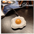 Handmade Leather Fried Egg Keychain, Food Bag Charm