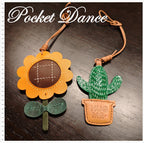 Handmade Leather Cactus Pendant Charm or Keychain for Purse Bag Friends Gifts