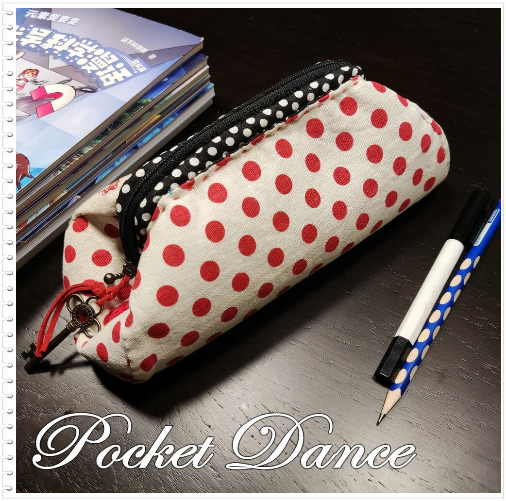 Handmade red dots girl Coin purse, pencil pouch, metal frame wallet clutch, zipper handmade purse bag by fabrics