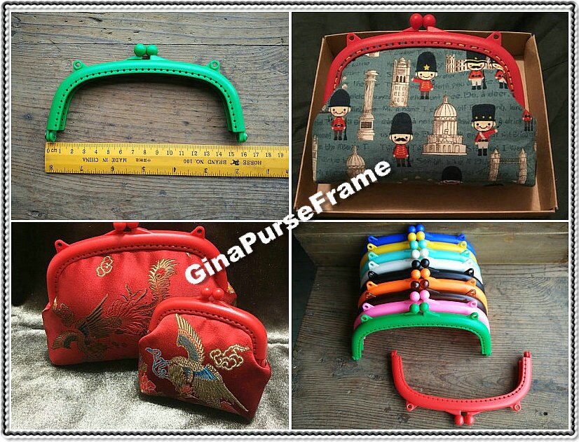 Candy Color Plastic Purse Frame Kiss Lock - 10 Pieces (6.3 inch)