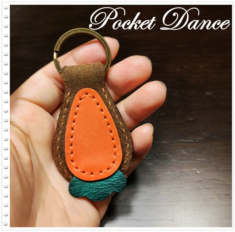 Handmade Leather Carrot Keychain, Keyring Charm