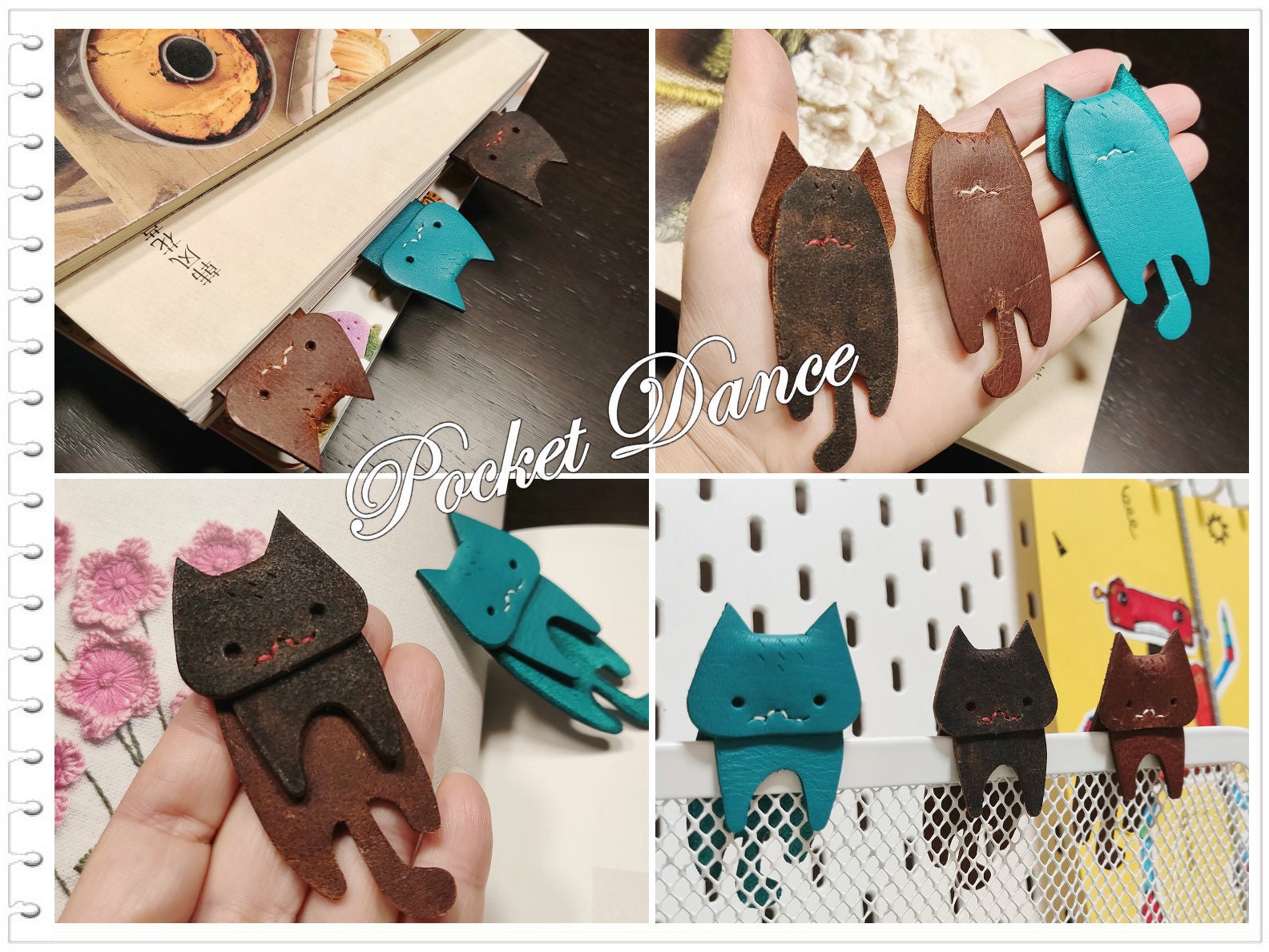 Handmade Leather Cat Bookmark - Cute Booklover Gift