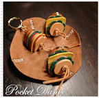 Leather Hamburger keychain, Cheeseburger bag charm, leather burger key chain, cute key pendant charm gifts