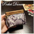 Handmade Leather Squeeze Coin Purse: Snake Pattern Flex Frame