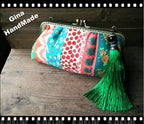 Handmade Patchwork Kiss Lock Clutch: Floral Coin Purse Wallet