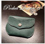 Handmade Green Leather Coin Purse: Embossed Whale Design