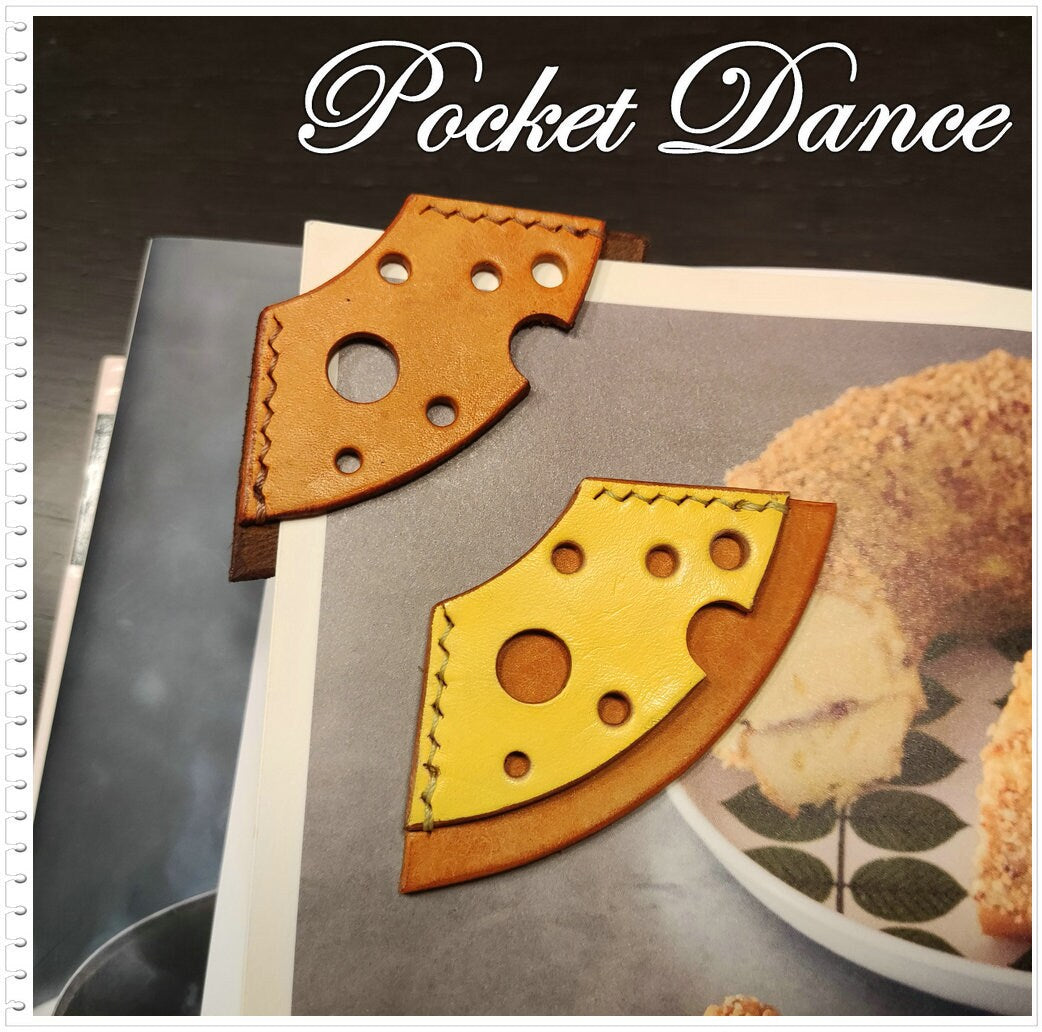 Handmade Leather Cheese Corner Bookmark: Booklover Gift