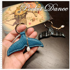 Leather Mermaid Tail Keychain: Pearl Charm Key Fob