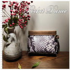 Handmade Leather Squeeze Coin Purse: Snake Pattern Flex Frame